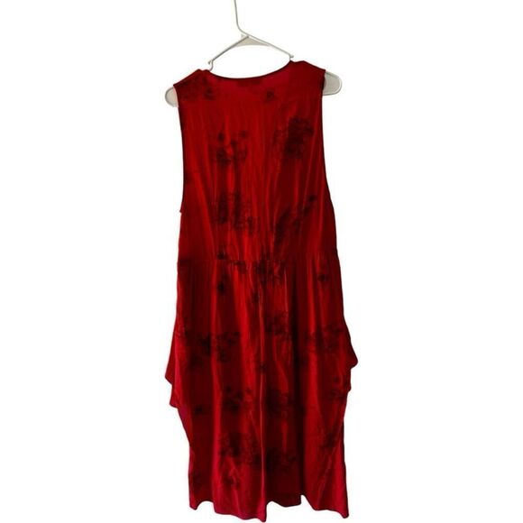 IRO Red Sleeveless Floral Asymmetrical Midi Dress Women's EU Size 40 US size 8 - Picture 5 of 12
